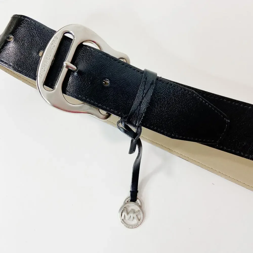 MICHAEL Michael Kors Black Leather Belt Size Large